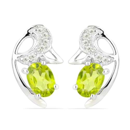 BUY 925 SILVER  NATURAL PERIDOT GEMSTONE CLASSIC EARRINGS